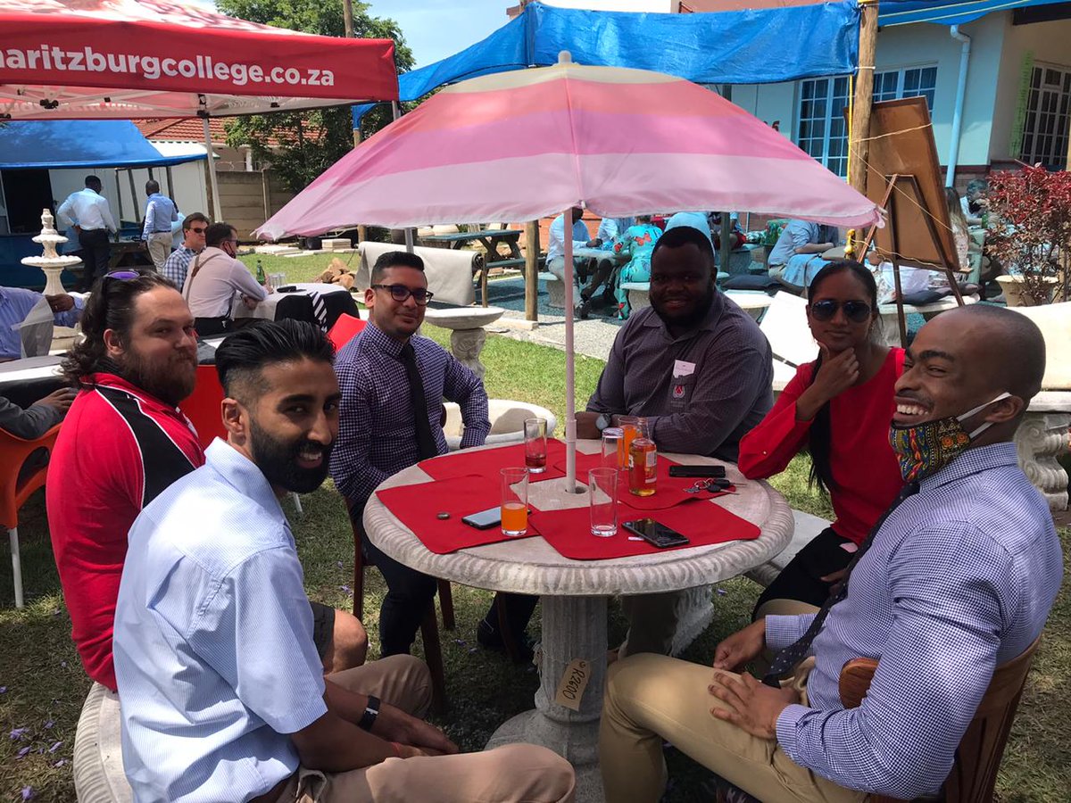 MaritzCollege's tweet photo. After #SpeechDay, many of the staff retired to the #RusticCafe near UKZN for lunch &amp; good cheer, as they girded their collective loins for the "big push" beyond exams to mid-December!

#RedBlackWhite https://t.co/Nw7tQ2nt3K