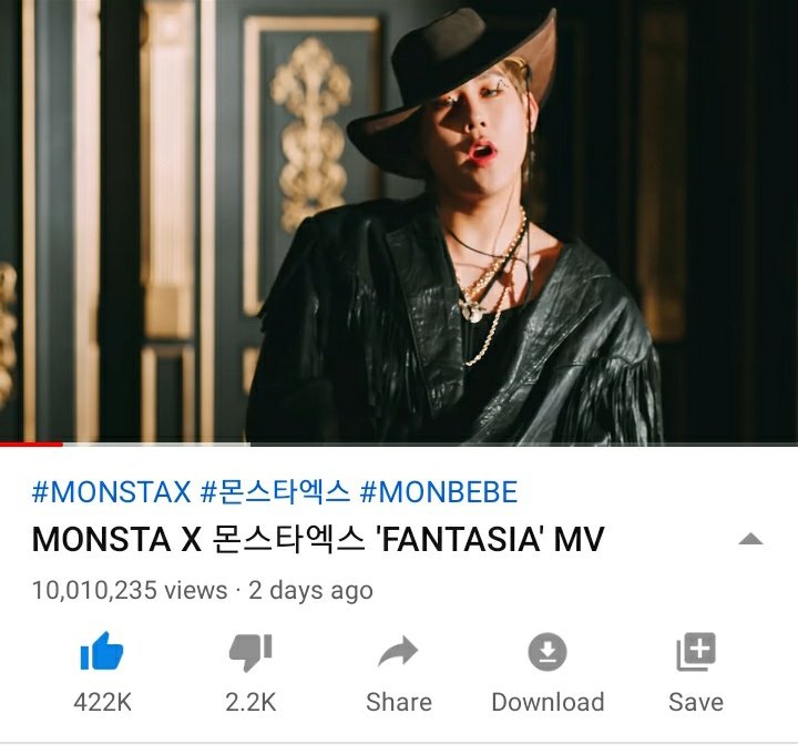 MbbAreYouThere's tweet photo. ▶️ YOUTUBE

@OfficialMonstaX fastest MVs to reach 10M views (StarshipTV only):

#1 Fantasia - 2 days (54 hours)
#2 Alligator - 3 days
#3 Shoot Out - 5 days
#4 Follow - 6 days
#5 Dramarama - 43 days

#LOVE_KILLA current views: 
📍8.4M (41 hours) https://t.co/G8h42RHjxQ