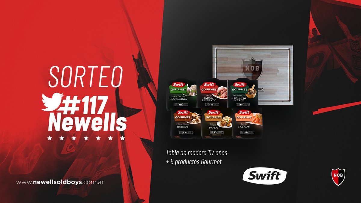 Newells's tweet photo. Llevate una tabla de madera alusiva al aniversario + seis productos gourmet de Swift Argentina.

🔁❤️📱 RT, like y respondé este twitt con #117Newells para participar. https://t.co/Lz274vYrtf