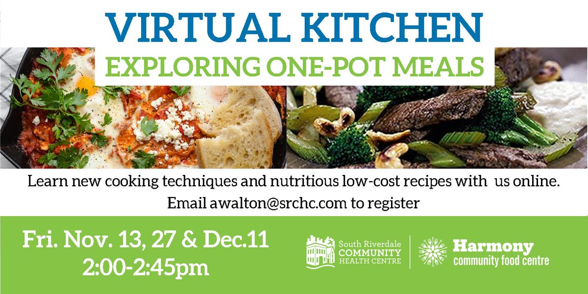 harmony_cfc's tweet image. Our next set of Virtual Kitchens are coming up Nov 13, 27 &amp;amp; Dec 11. Join us on Zoom as we explore different one-pot meals that are nutritious, tasty, and easy to recreate at home! Email awalton@srchc.com to register. #healthyrecipes #virtualcooking @SRiverdaleCHC