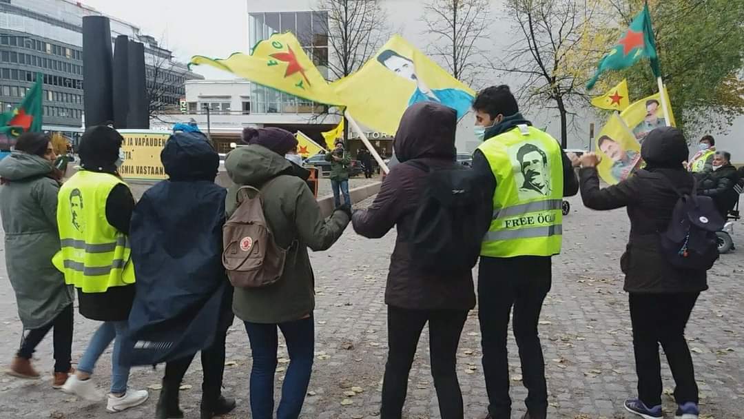 In  #Helsinki, Finland comrades were holding a manifestation and dancing in the streets.The banner says: freedom for  #Rojava and togheter against fascism #RiseUpAgainstFascism #RiseUp4Rojava #WorldKobaneDay