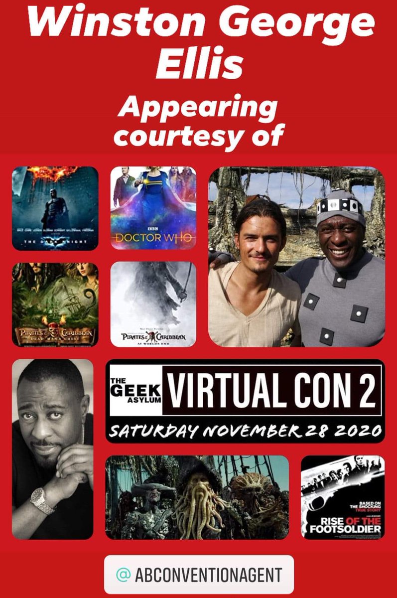 geek_asylum's tweet photo. ❤️🌟GUEST ANNOUNCEMENT!🌟❤️

WINSTON GEORGE ELLIS is known for his work on Pirates of the Caribbean, @bbcdoctorwho &amp; more! Meet Winston on Facebook at Virtual Con on 28th Nov 2020!

Tickets are £2 and all profits go to mental health charity, @GiveUsAShout

https://t.co/xyLQO8qXIo https://t.co/axr0kCtFyw