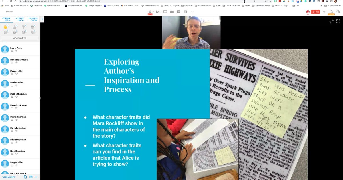 lisaseymour1's tweet photo. TY @CaptainLibrary for facilitating today's webinar &amp; sharing strategies for teaching w/ #PrimarySources both in-person &amp; virtually. A huge ty to @ABC_CLIO &amp; @SLC_Online for making this happen! It was a great AM of virtual learning @TeachingLC @LibraryCurrent @DianaFedderman https://t.co/ec0Mzz48Ka