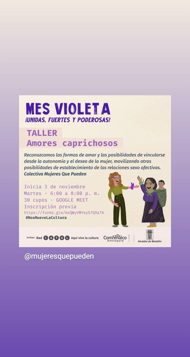 MPueden's tweet photo. Cosas bonitas que se gestan en esta ciudad por mujeres para mujeres. Mes Violeta
@julymartilo
@MujeresAnt
@AlcaldiadeMed
@ComfenalcoAnt https://t.co/zqXDJHzkZv
