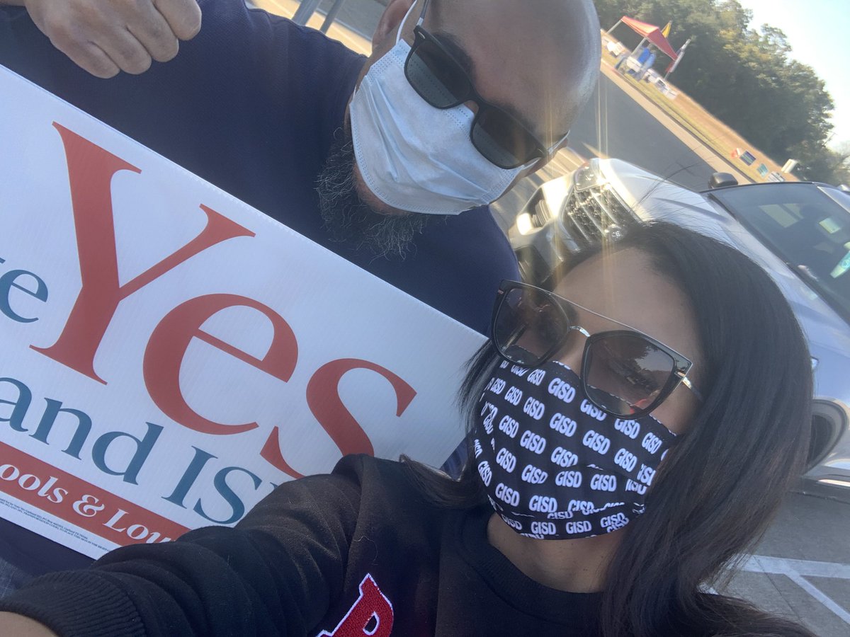 sherese_nix's tweet photo. It’s a great day to get out and VOTE! The GISD has a TRE on the ballot and if approved, it will generate $42M annually for student programs while lowering taxes 5 cents! Let’s #TeamUpToVote and #FinishTheBallot #VOTE   @drlopez23 https://t.co/ZaDeJDZzMP