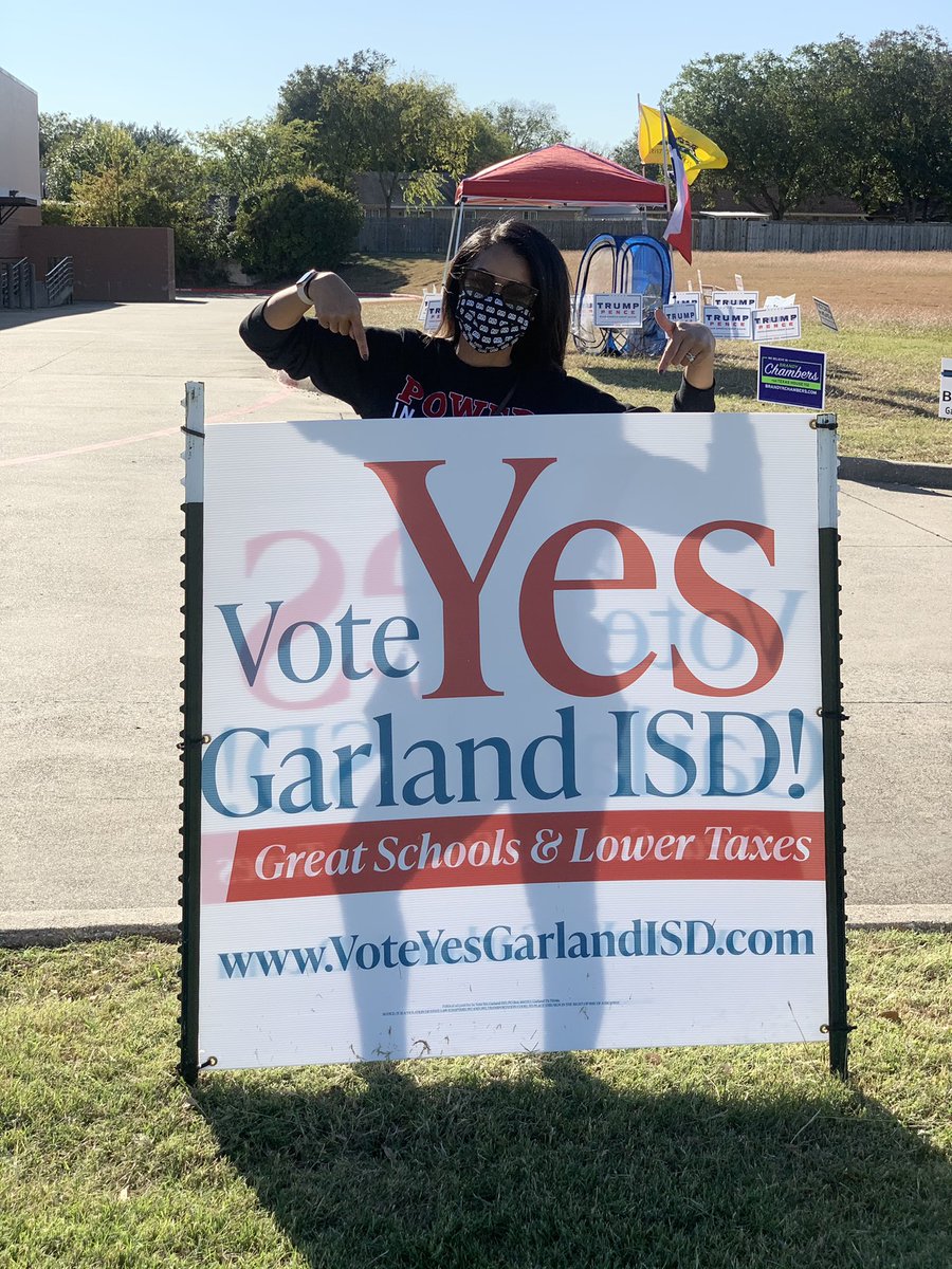 sherese_nix's tweet photo. It’s a great day to get out and VOTE! The GISD has a TRE on the ballot and if approved, it will generate $42M annually for student programs while lowering taxes 5 cents! Let’s #TeamUpToVote and #FinishTheBallot #VOTE   @drlopez23 https://t.co/ZaDeJDZzMP