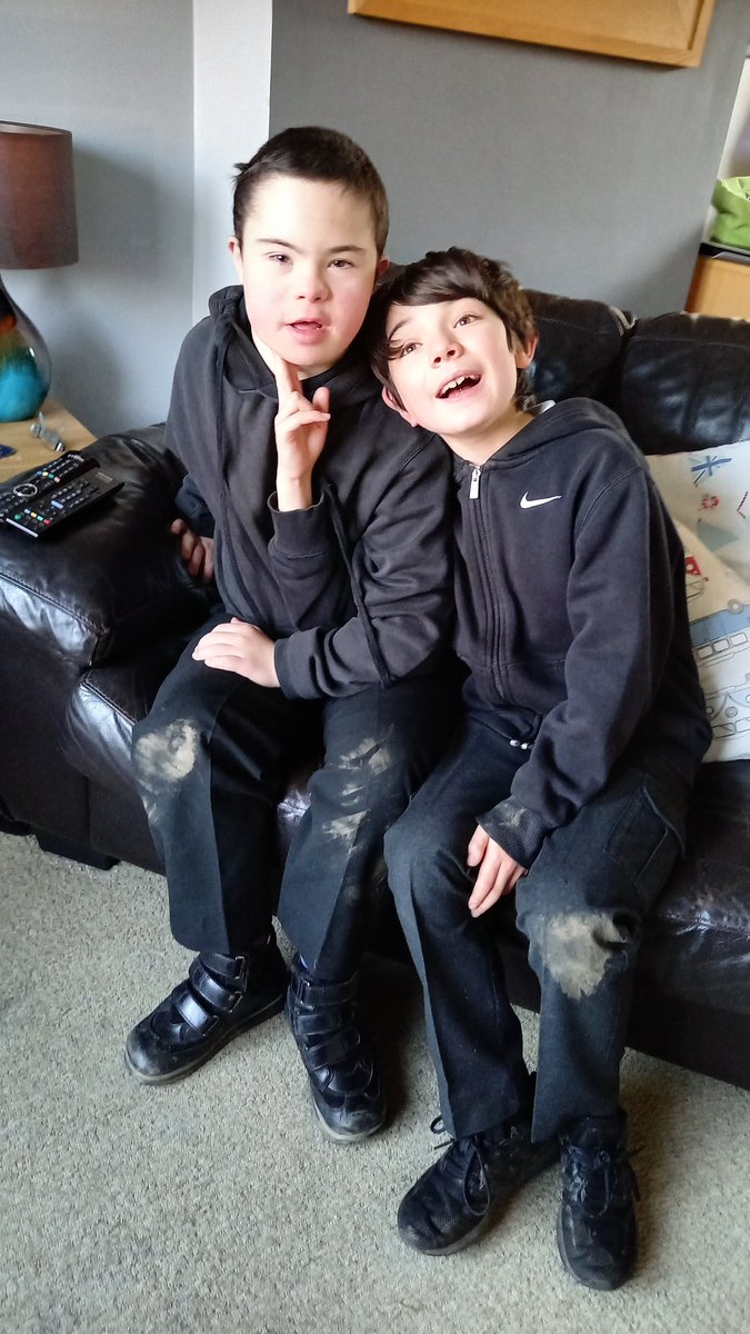madness400's tweet photo. When was the last time these two came home from school in the same mess! #differentschools #muddymess https://t.co/sOx623glud