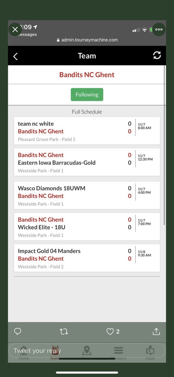 Peyton Hurst (@peyton_hurst04) on Twitter photo Our schedule for this weekend in Chattanooga. Can’t wait to be back in the field with my girls 🖤🧡@BanditsGhent16U <a href="/LimestoneSball/">Limestone Softball</a>
<a href="/fmu_softball/">FMU Softball</a> <a href="/MHU_Softball/">Mars Hill Softball</a>
<a href="/CoastalSoftball/">Coastal Carolina SB</a>
<a href="/CSUBucsSoftball/">Charleston Southern Softball</a>
<a href="/UpstateSoftball/">USC Upstate Softball</a> Our schedule for this weekend in Chattanooga. Can’t wait to be back in the field with my girls 🖤🧡@BanditsGhent16U <a href="/LimestoneSball/">Limestone Softball</a>
<a href="/fmu_softball/">FMU Softball</a> <a href="/MHU_Softball/">Mars Hill Softball</a>
<a href="/CoastalSoftball/">Coastal Carolina SB</a>
<a href="/CSUBucsSoftball/">Charleston Southern Softball</a>
<a href="/UpstateSoftball/">USC Upstate Softball</a>