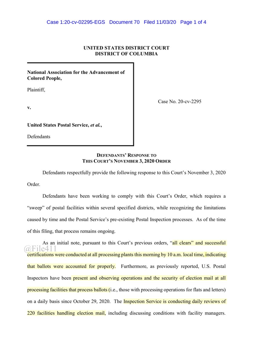 HOLY SHITTLESTIX “unable to accelerate the daily review process to run from 12:30pm to 3:00pm without significantly disrupting preexisting activities on the day of the Election, something which Defendants did not understand the Court to invite or require“ https://ecf.dcd.uscourts.gov/doc1/04518146195