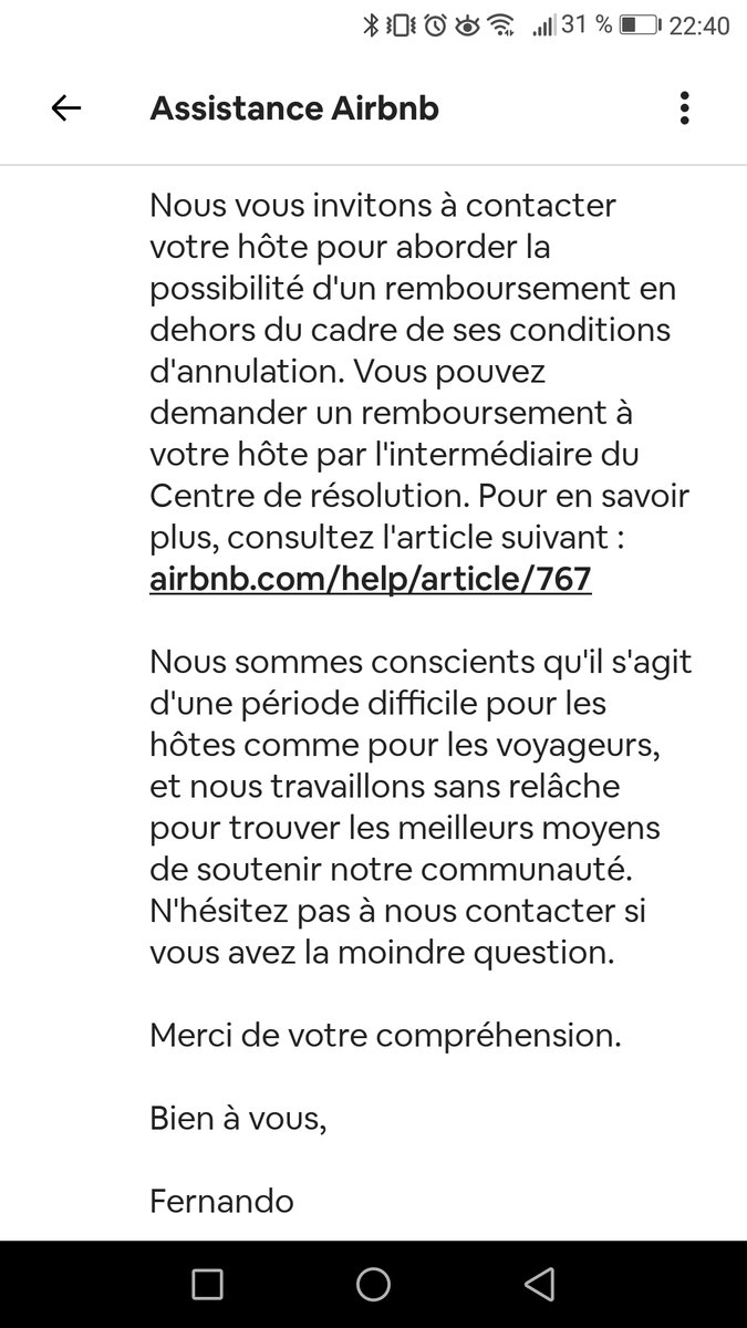 alexpato2189's tweet photo. Bonjour @airbnb_fr ,
Comme des dizaines de personnes, je n'ai pas été remboursé à 100%. 
Ta réponse est tellement commerciale... C'est affligeant ! #Honteux
PS : pour un "grand" du tourisme, tu pourrais assumer tes réponses en public plutôt qu'en MP
Cc @60millions @UFCquechoisir https://t.co/BysPHhRzNf