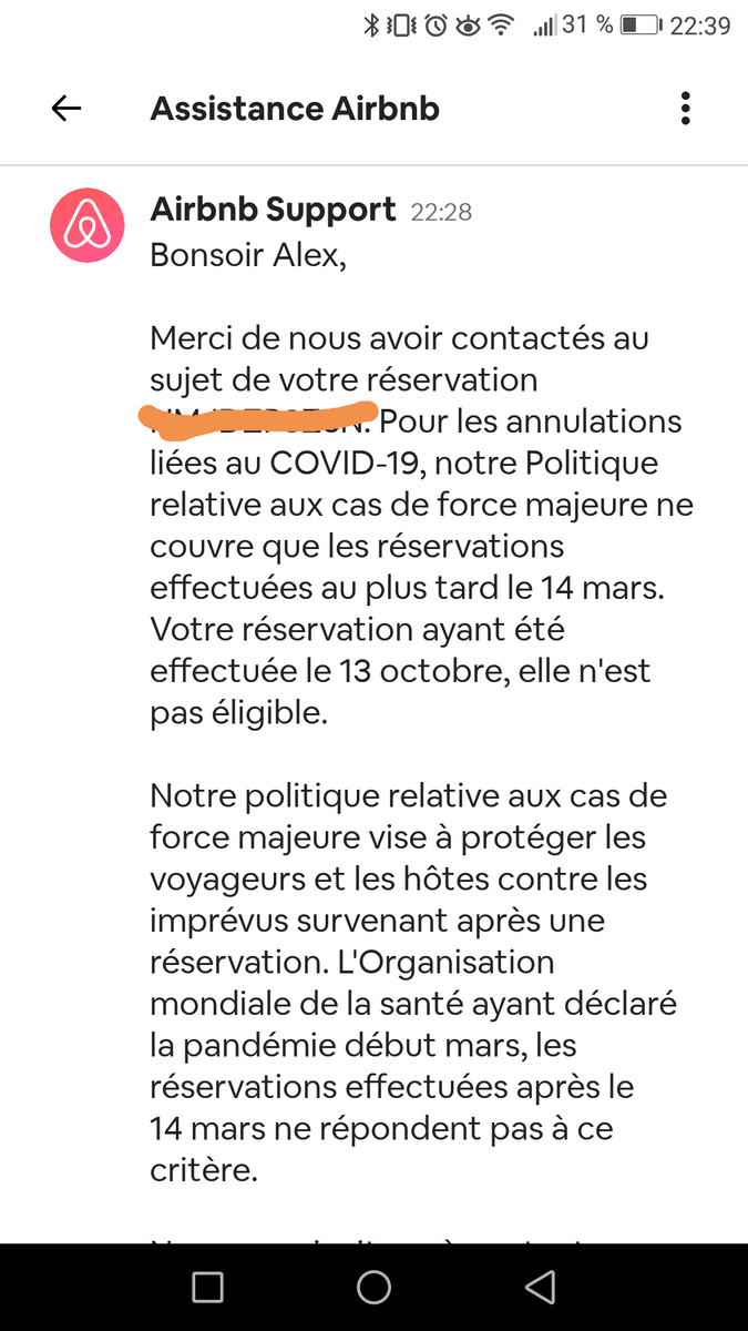 alexpato2189's tweet photo. Bonjour @airbnb_fr ,
Comme des dizaines de personnes, je n'ai pas été remboursé à 100%. 
Ta réponse est tellement commerciale... C'est affligeant ! #Honteux
PS : pour un "grand" du tourisme, tu pourrais assumer tes réponses en public plutôt qu'en MP
Cc @60millions @UFCquechoisir https://t.co/BysPHhRzNf
