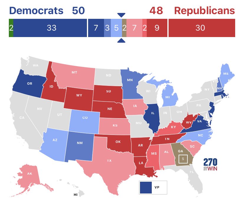 SamirDwesar's tweet photo. Seen a lot of these but like make a prediction every time. This is what my gut says! #BidenHarris2020 #BlueWave2020 #SenateBlueWaveDay https://t.co/IB4ggjuvs4