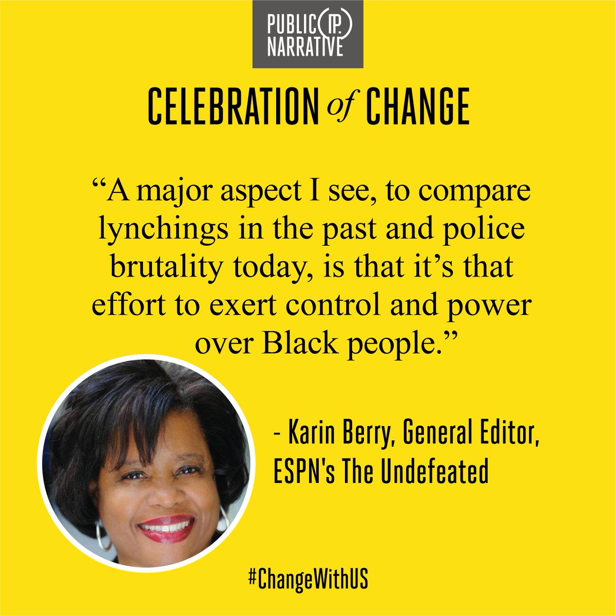 PublicNarrative's tweet photo. During our Celebration of Change, @kdberr1 @MartiTippens and @MichelleDuster were asked to describe their claim to the heart and soul of America. Every quote, speaks to the need for change. Watch in its entirety here: https://t.co/dT8OHJBiiP
#ChangeWithUS https://t.co/FkTMGcdq6l