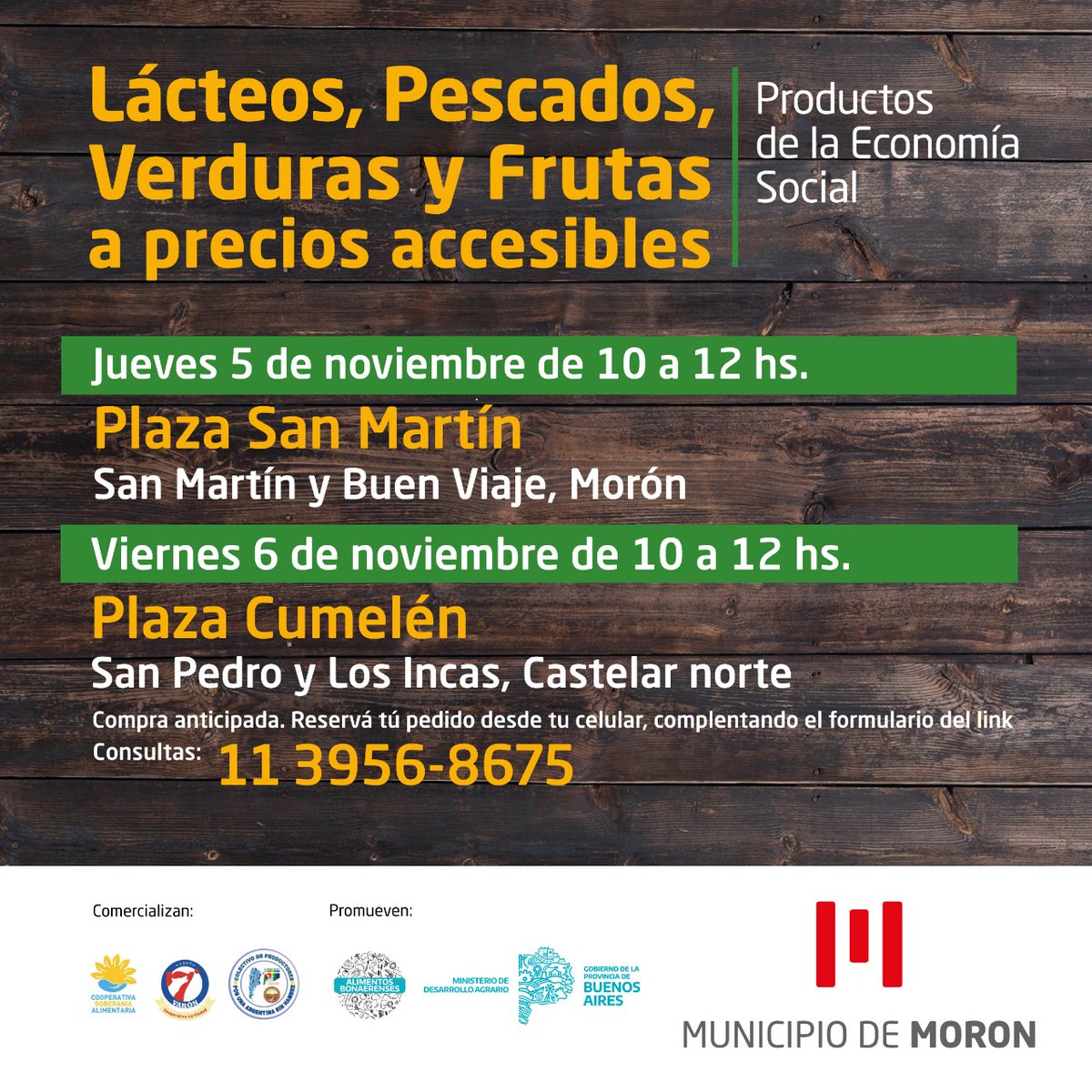 munimoron's tweet image. Recordá que este jueves y viernes vas a poder comprar alimentos de primera calidad a precios populares. Realizá tu compra anticipada y luego retirá tu pedido! 🍅🥬