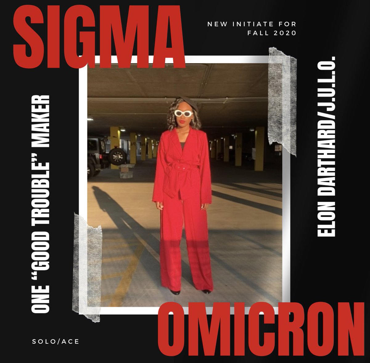 It is with great joy that we introduce our newest initiate. Please give a warm welcome to Soror Elon Darthard known in Deltaland as J.U.L.O-Just Uniquely Leading Onward also known in the Yoruba tribe as Legacy. She’s the Ace/Solo of the ΣΟ Fall 2020 Line, One “Good Trouble” Maker