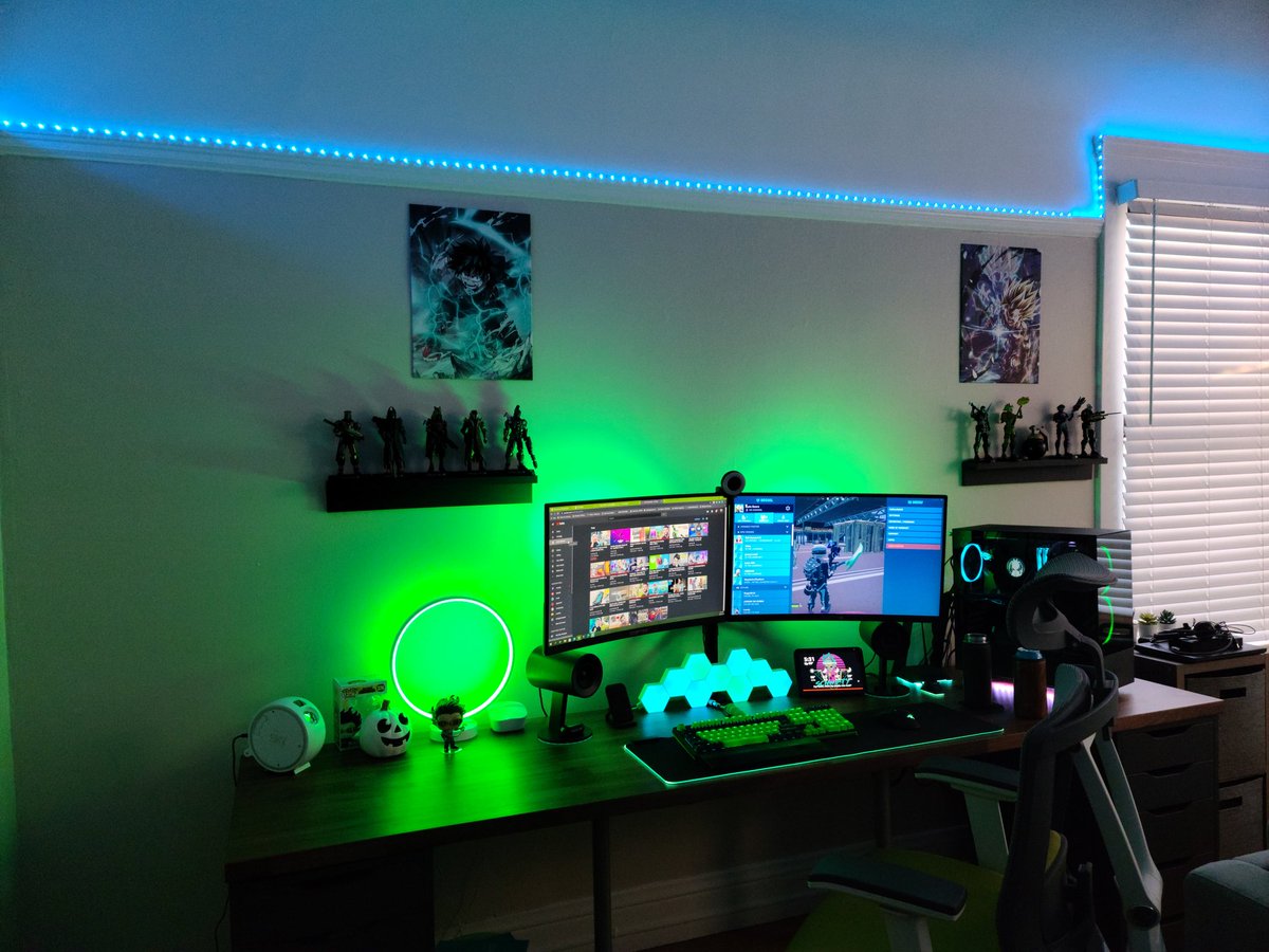Quick update on the setup. This will be part of Megadesk, a huge corner desk featuring 2 setups once I build a new PC for my girlfriend 😁 what do you think? #setupinspiration #cololights #razerbattlestation #NZXT