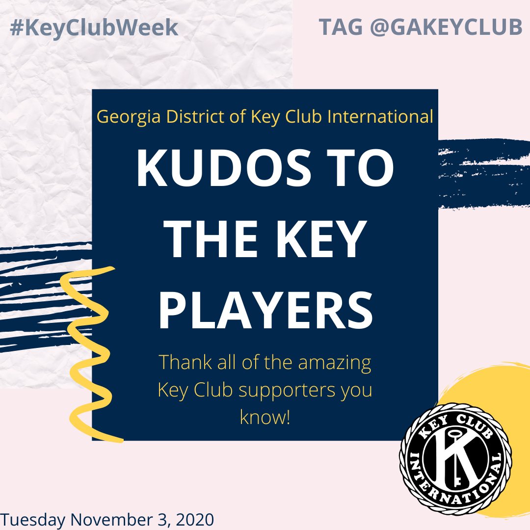 GAKeyClub's tweet image. Today is Kudos to the KEY players! Make sure to thank all of your amazing Key Club supporters! #keyclubweek