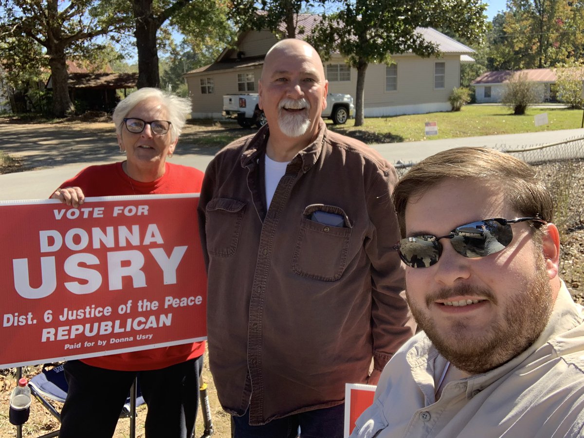 lbengilmore's tweet photo. It’s been a fun day of waving, sign holding, and cheering my fellow Republican candidates all over the district! I have some awesome supporters! #BenGilmoreforStateSenate #vote2020 #VoteRed2020 #arpx https://t.co/sQR70BraKW