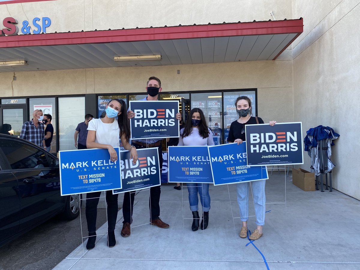 joerussellaz's tweet photo. It’s crazy to think that is was only 40 days ago when @a_nem and I first talked about “Voter Activation Centers”. Since them, @MissionForAZ has scouted, opened, and staffed 11 VACs across Arizona. Now, with so much on the line, our 16-person VAC team is pulling through big time. https://t.co/nyef8mliAf