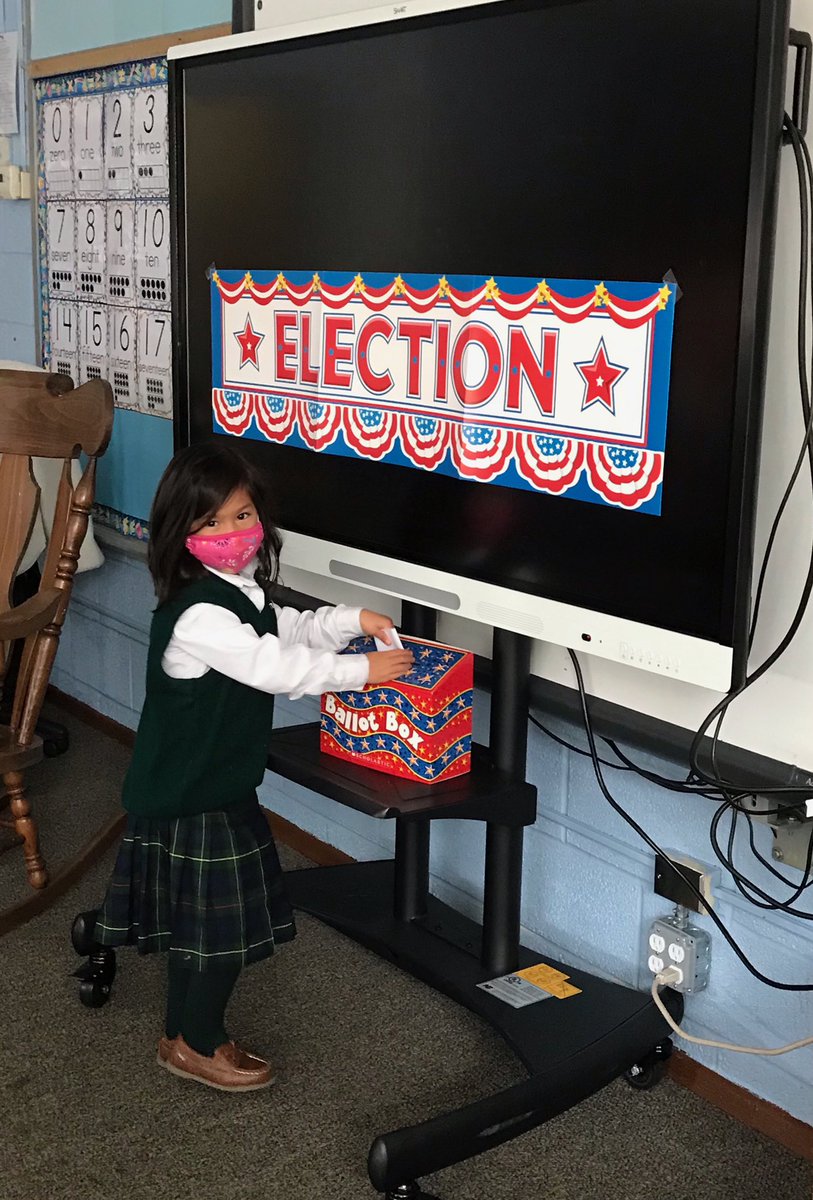 TransfigCS10591's tweet photo. Transfiguration had some very important elections today. Kindergarten voted between pizza and cheeseburgers. Pizza was the clear winner. In 2nd grade, Duck won over Farmer Brown 12 to 0. #BeTransformedatTransfig #vote2020 https://t.co/zWevIrjEOk