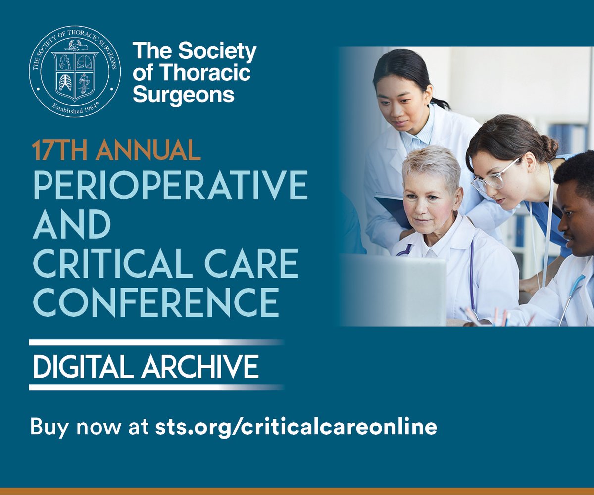 STS_CTsurgery's tweet photo. Miss the Critical Care Conference? You now can purchase access to the digital library. Valuable for all members of the CVT critical care team, plus physician, perfusion, and nursing credits are available. Learn more &amp; buy now: https://t.co/jzS2uu232U #stscriticalcare https://t.co/HiORBZql24
