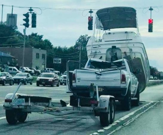 CauseWereGuys's tweet photo. You don't have to strap the boat down, but it helps... https://t.co/HCJo4tP3v5