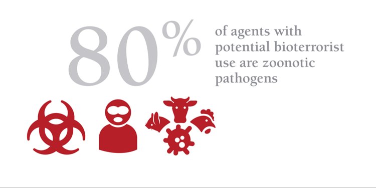  #DidYouKnow that 80% with potential bioterrorist use are zoonotic pathogens? 6/n #OneHealthDay