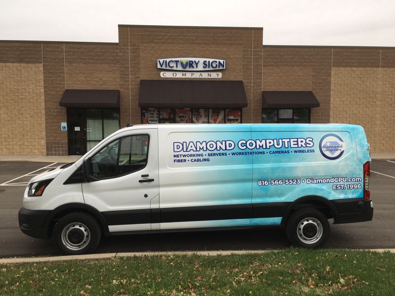 VictorySignCo's tweet photo. Catch Diamond Computer's van wrap on the roads in Kansas City! At Victory Sign Company, we can help you promote your business and brand in a variety of ways, and a wrapped vehicle on the streets is a sure way to catch people's attention! 

https://t.co/S0lnK4PCCX

#Vinylwrap #KC https://t.co/84cSJdAfy2