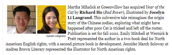 richkarho's tweet photo. The cat's out of the bag!๐I'm overjoyed to finally shout about this sly tribute to the Chinese zodiac animal-that-wasn't๐ฑSo honored to work with the awesome @MarthaMihalick, the incredible @JocelynLangrand, and the entire @GreenwillowBook team! And thanks always, @emilyreads! https://t.co/lGA0zX7X6t