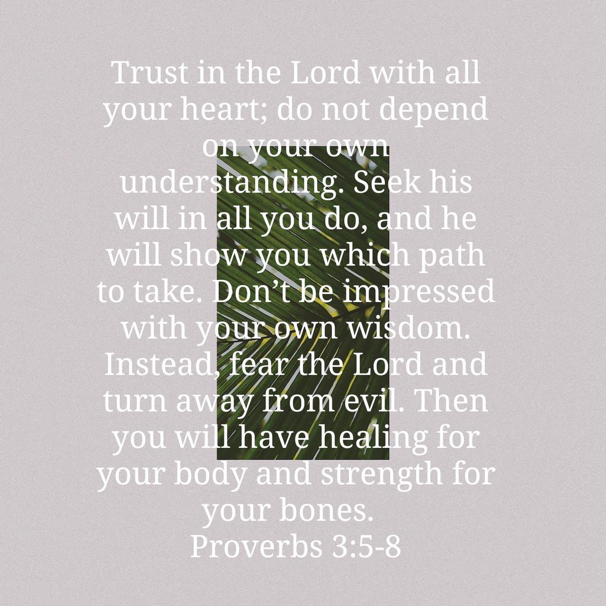 PatsyFo1's tweet image. Trust in the Lord with all your heart; do not depend on your own understanding. Seek his will in …
bible.com/bible/116/pro.…