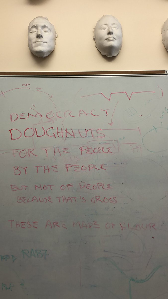 bella_arch's tweet photo. My PI brought in donuts and wrote this on the whiteboard. Maybe the world isn’t all bad after all 🍩 https://t.co/JE0CVLa1ov
