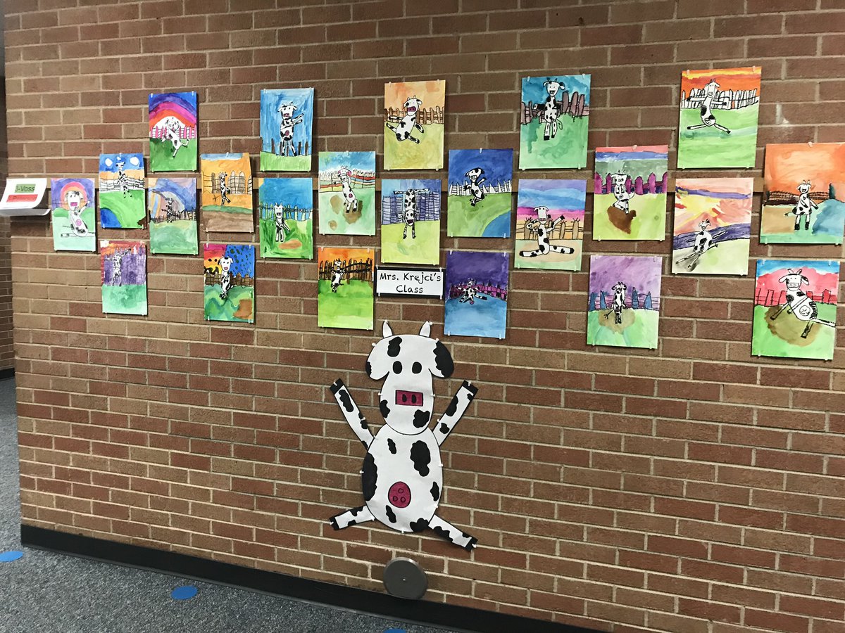 Check out what it is dancing down the 2nd grade hall.. Our very first time using watercolor and these kiddos rocked it!

P.S. See The large dancing cow? That was created by their classroom teacher who felt inspired to make her own dancing cow 🐮 <a href="/ShariKrejci/">Shari Krejci</a>