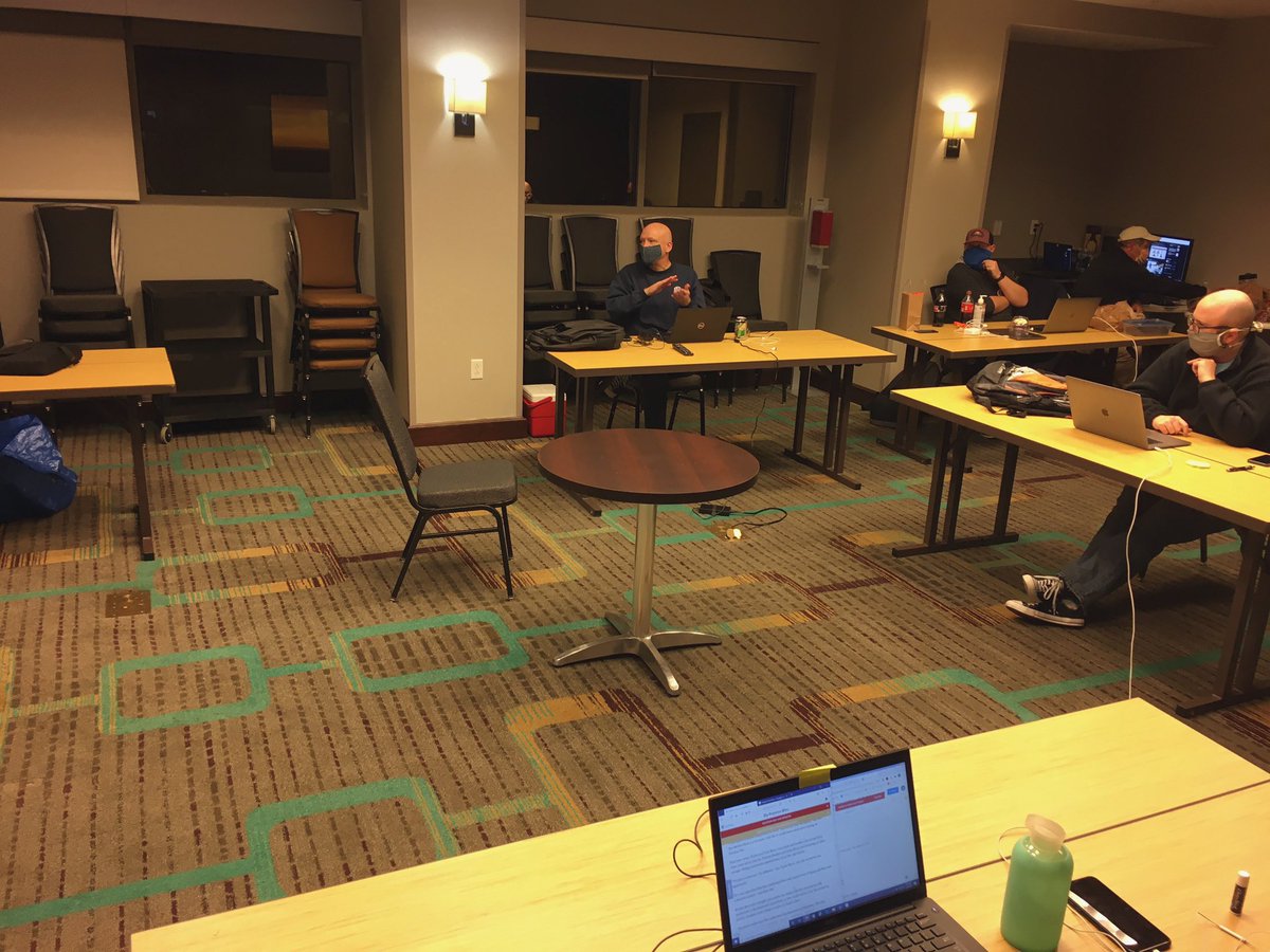 TidewaterGuild's tweet photo. Our temporary election night newsroom in downtown Norfolk. We’re so grateful our editors ensured we had a place to work together tonight and wish the execs at @tribpub would realize the value of a newsroom all the other days of the year. It’s where we do our best work. https://t.co/H8wqTIkJp7