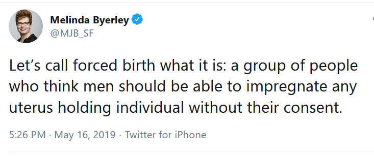 "Woman" is a dirty word.(Except when a man claims to be one)Replaced here by "uterus holding individual"; who may also be referred to as "spleen holding individual", "eye holding individual" &c.[Just not "women", ever] https://twitter.com/MJB_SF/status/1129045483157110785