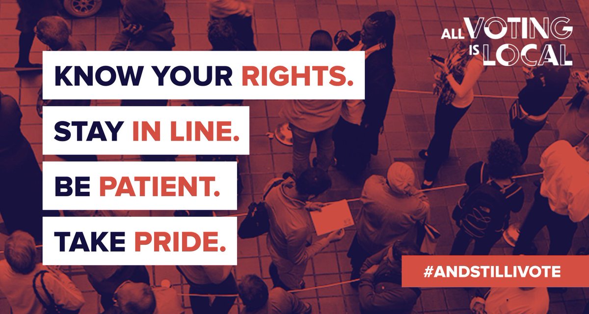 VOTERS: STAY.👏 IN. 👏 LINE. 👏 If you’re still in line when the polling place closes, do not leave. You have the right to cast your vote. If for any reason you are prevented from voting, call 866-OUR-VOTE to report it.