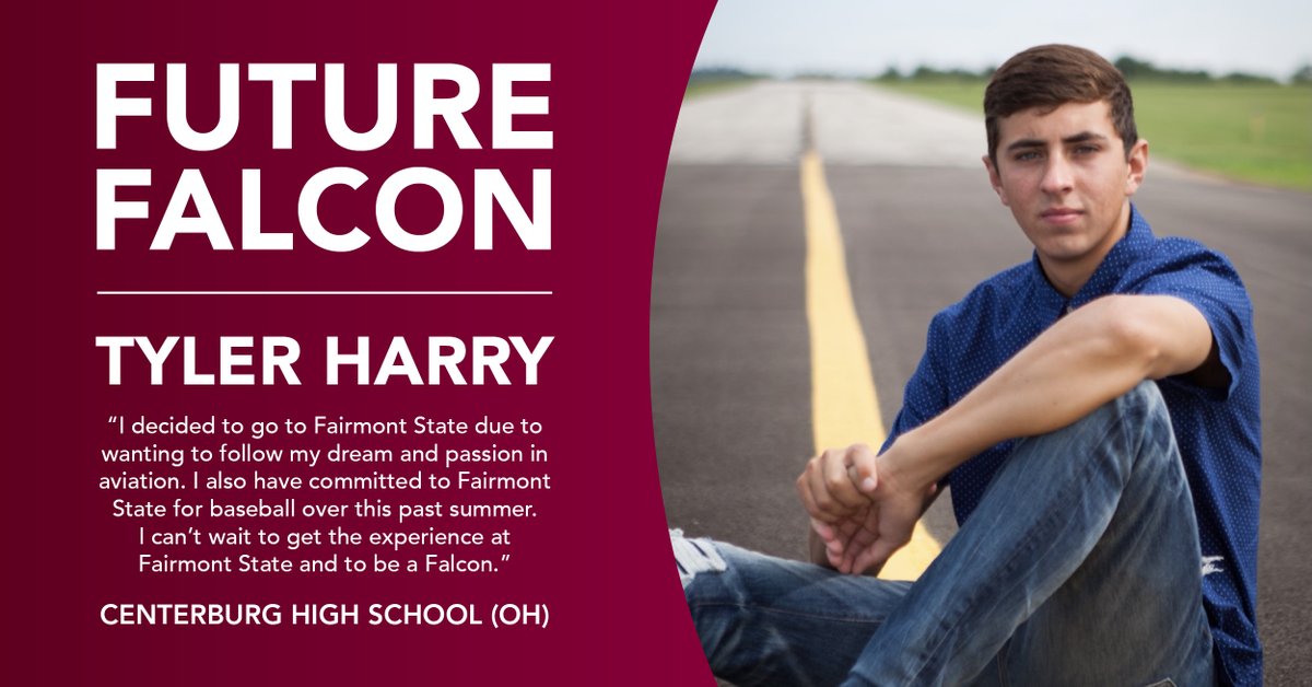FairmontState's tweet photo. Welcoming Future Falcon, Tyler Harry, during WV College Application &amp; Exploration Week! 

Tyler chose Fairmont State to pursue his passion for aviation, and has committed to the Fairmont State Baseball Team. 

#CollegeBoundWV #WelcomeHome #FalconFamily https://t.co/rqITtBgwV6