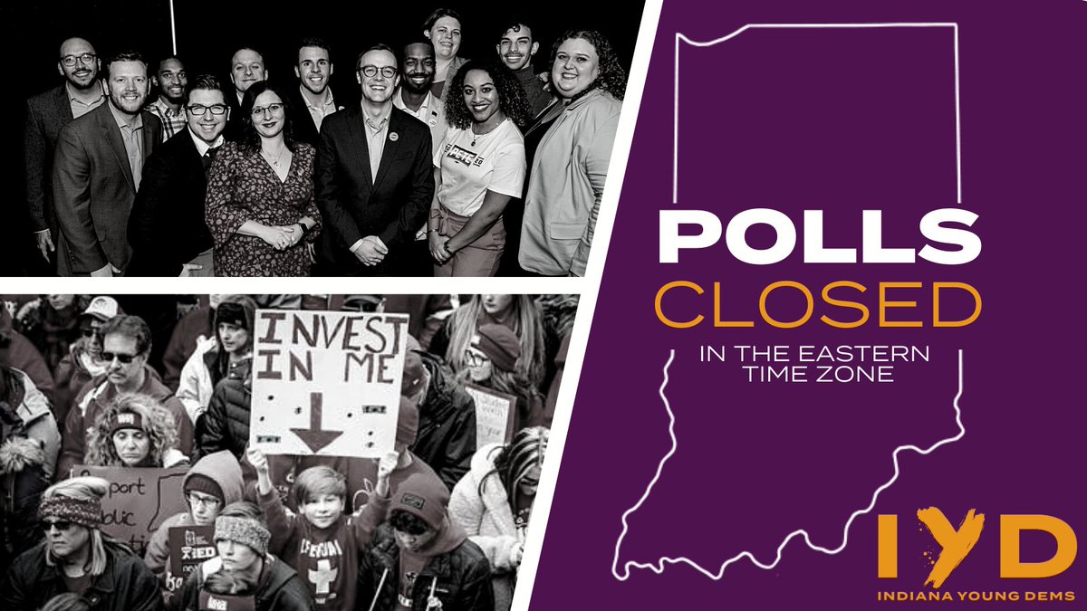 IndianaYoungDem's tweet image. Polls have closed in the Eastern Time Zone! If you are in line, STAY IN LINE! You still have the right to vote if you are in line before the polls closed!

If you are calling voters, there are still people in Western Indiana that have another hour to vote! Keep calling! #INVotes