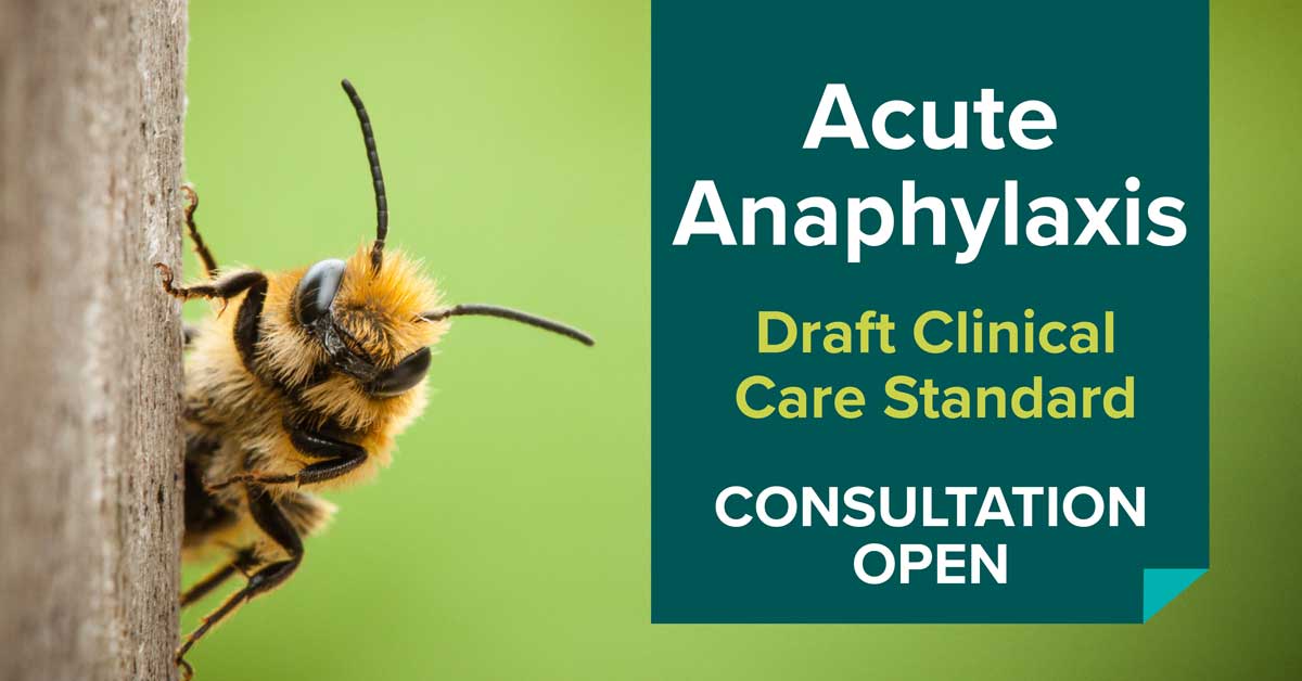 ACSQHC's tweet photo. OPEN TODAY: #Anaphylaxis can be deadly. It's the most severe form of #allergic reaction &amp; can be life threatening if not treated immediately. The Commission is seeking comment on the draft Acute Anaphylaxis #CCS: https://t.co/18mzIyKoIl 
@ascia_news @SaferCareVic @AllergyNational https://t.co/T1GePmrnfd