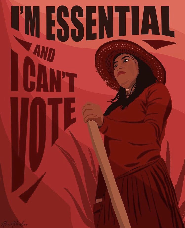 21BricksXXX's tweet photo. “The people that provide our food are struggling, and most have no voice or representation. They cannot advocate for themselves or their families within the country they support.” Artwork by @alexalbadree #EssentialWorkers #migrants #farmworkers #farmwork #decolonizefood https://t.co/m3iJsIlhil