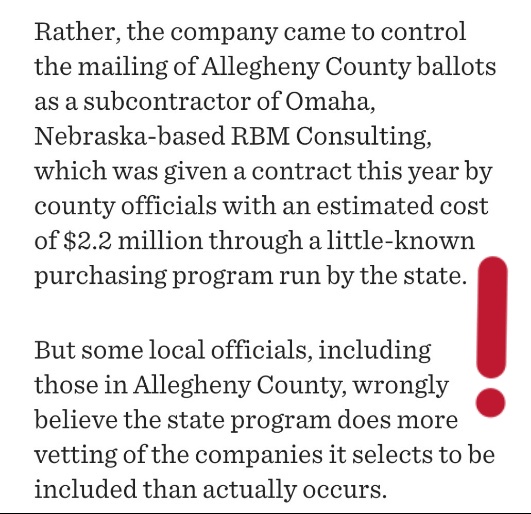 A "little known" purchasing program in PA called COSTARS allows companies to basically get on an "approved" list. So they don't need to go through a bidding process in order to get a govt contract.Theres no vetting/approval required, just good legal standing. Then they're "in".