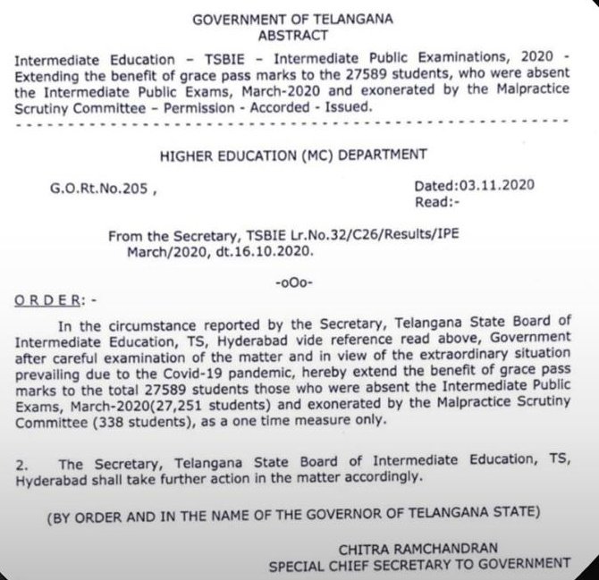 VenkatBalmoor's tweet photo. Another achievement of @TSNSUI students movement. After rigorous representations, struggle and online campaigns, the government finally bent &amp; decided to extend the benefit of grace passing marks to a whopping total of 27,259 students. @nsui @guptar @Neerajkundan @NAVEDKHANNSUI https://t.co/nkmI40p6jU
