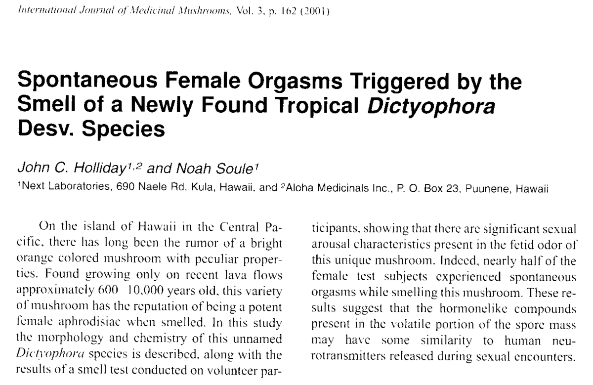 Dr Isa Pearl Ritchie If You Need Something To Distract You From Impending Doom How About This Mushroom That Has A Scent Which Induces Orgasms In Women And Smells Like