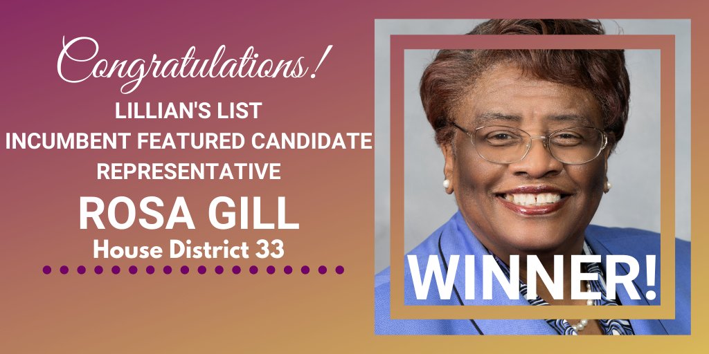 LilliansList's tweet photo. Congratulations, @Rep_Rosa_Gill! #FeaturedCandidate https://t.co/1mNXzxZ7gG