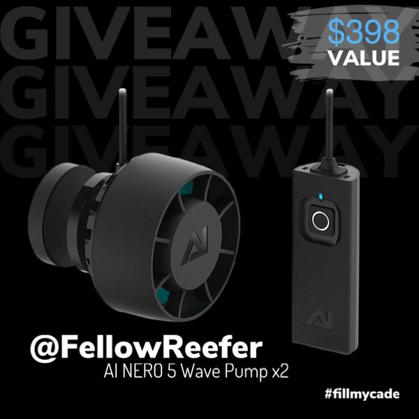 ReefStash's tweet photo. 💫 SPONSOR SPOTLIGHT: My man Sal Parmar AKA @FellowReefer hooked us up with 2 AI Nero 5 Wave Pumps $398 value! Please help me thank him for his generosity! 💪 LINK: https://t.co/COwKHOiz05
#fellowreefer #reefstachegiveaway #aiwavemaker #nero5 #reefstache #fillmycade https://t.co/gBfrf79Yt0