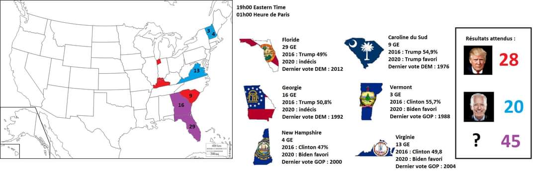 news_isoloir's tweet photo. Il est 1h, heure de Paris. Fermeture des bureaux dans 6 États dont les #KeyStates de #Florida et #Georgia

#ElectionDay #ElectionNight #Elections #Elecciones2020 #USA2020 🇺🇸 https://t.co/AtiehOjFBw