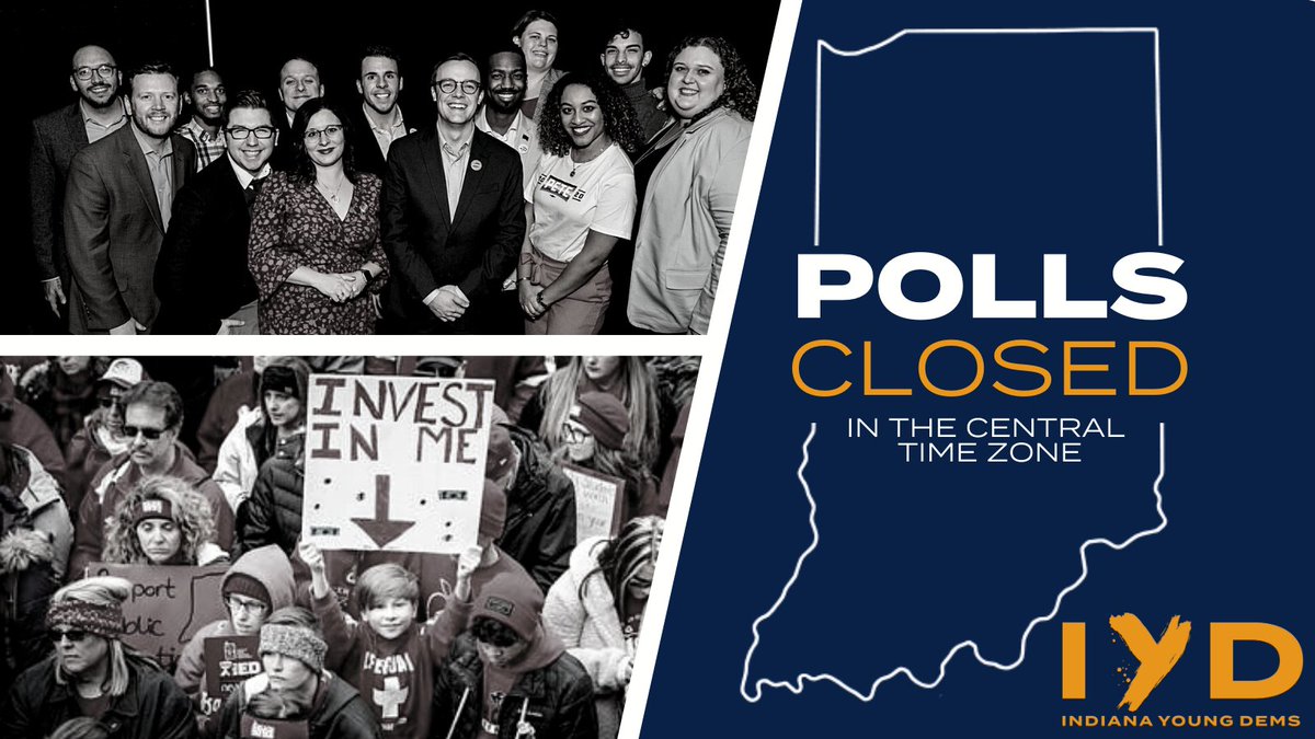 IndianaYoungDem's tweet image. Polls have closed in the Central Time Zone! If you are in line, STAY IN LINE! You still have the right to vote if you are in line before the polls closed! #INVotes