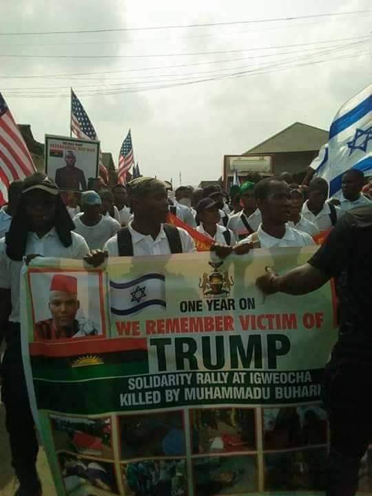 UmuodeZone's tweet photo. @realDonaldTrump

THESE ARE BIAFRANS, SEEKING FOR FREEDOM OUT FROM NIGERIA, THEY CELEBRATE AND JUBILATES AHEAD OF #DONALD_TRUMPS VICTORY.
please take note Sir, we have been doing this since last previous #USElections 

@Mike_Pence 
@SecPompeo 
@MaziNnamdiKanu @IpobosisiomaLga https://t.co/JRobYOZOKn