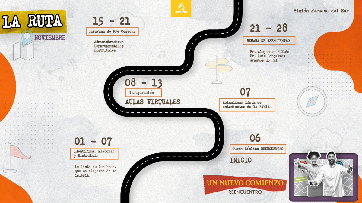 AdventistaAPSur's tweet photo. Se parte de un mes especial, participemos juntos de #Reencuentro y compartamos con otros #UnNuevoComienzo. @prertonkohler @EnzoChavez @DanielVillarE https://t.co/lCtmpXTOjX