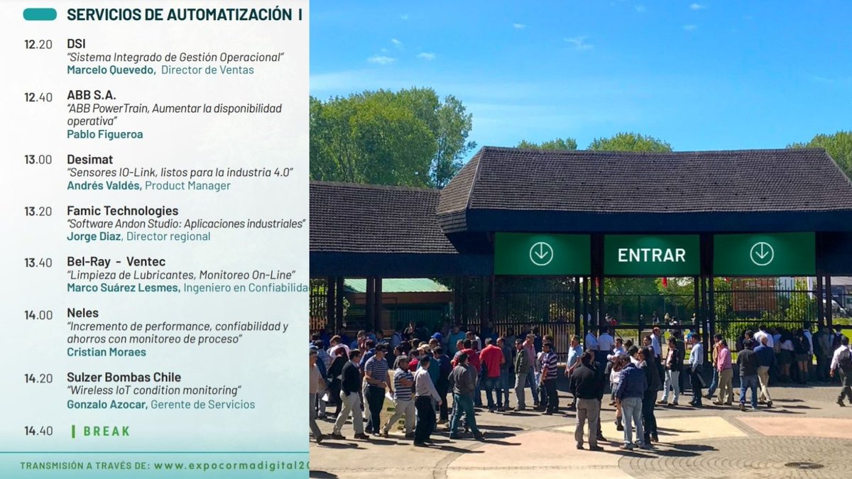 ABBenChile's tweet photo. Esta semana estamos en #ExpocormaVirtual. En especial este jueves en charlas técnicas sobre #ServiciosdeAutomatización, donde Pablo Figueroa y Carlos Delgado, expondrán sobre #ABBPowerTrain y #ABBAbility #GenixIndustrialAnalytics
Para ingresar pincha aquí https://t.co/II5iJdpJR5 https://t.co/ycXzZSlNjn