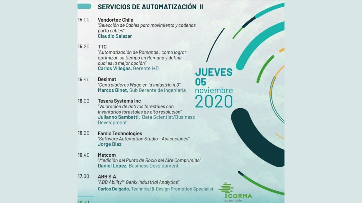 ABBenChile's tweet photo. Esta semana estamos en #ExpocormaVirtual. En especial este jueves en charlas técnicas sobre #ServiciosdeAutomatización, donde Pablo Figueroa y Carlos Delgado, expondrán sobre #ABBPowerTrain y #ABBAbility #GenixIndustrialAnalytics
Para ingresar pincha aquí https://t.co/II5iJdpJR5 https://t.co/ycXzZSlNjn